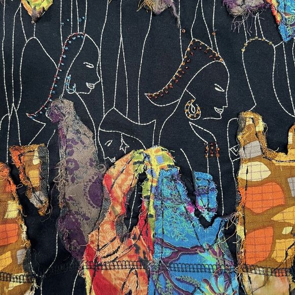 Chico’s Shirt Women's L T-shirt Black Wearable Art Colorful Long Sleeve Pullover - Picture 12 of 17